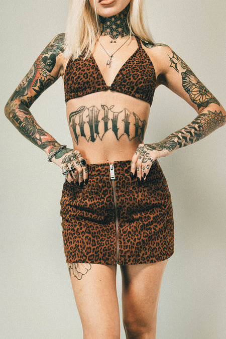 The Lita Zip Ultra Mini Skirt | Leopard Suede
