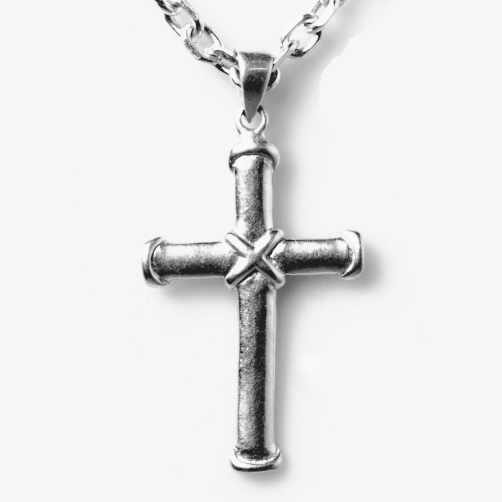 thumbnail interactive-video image 1 of Cross Inside A Cross Pendant Necklace – 925 Silver Plated Over Stainless Steel 1 of 3