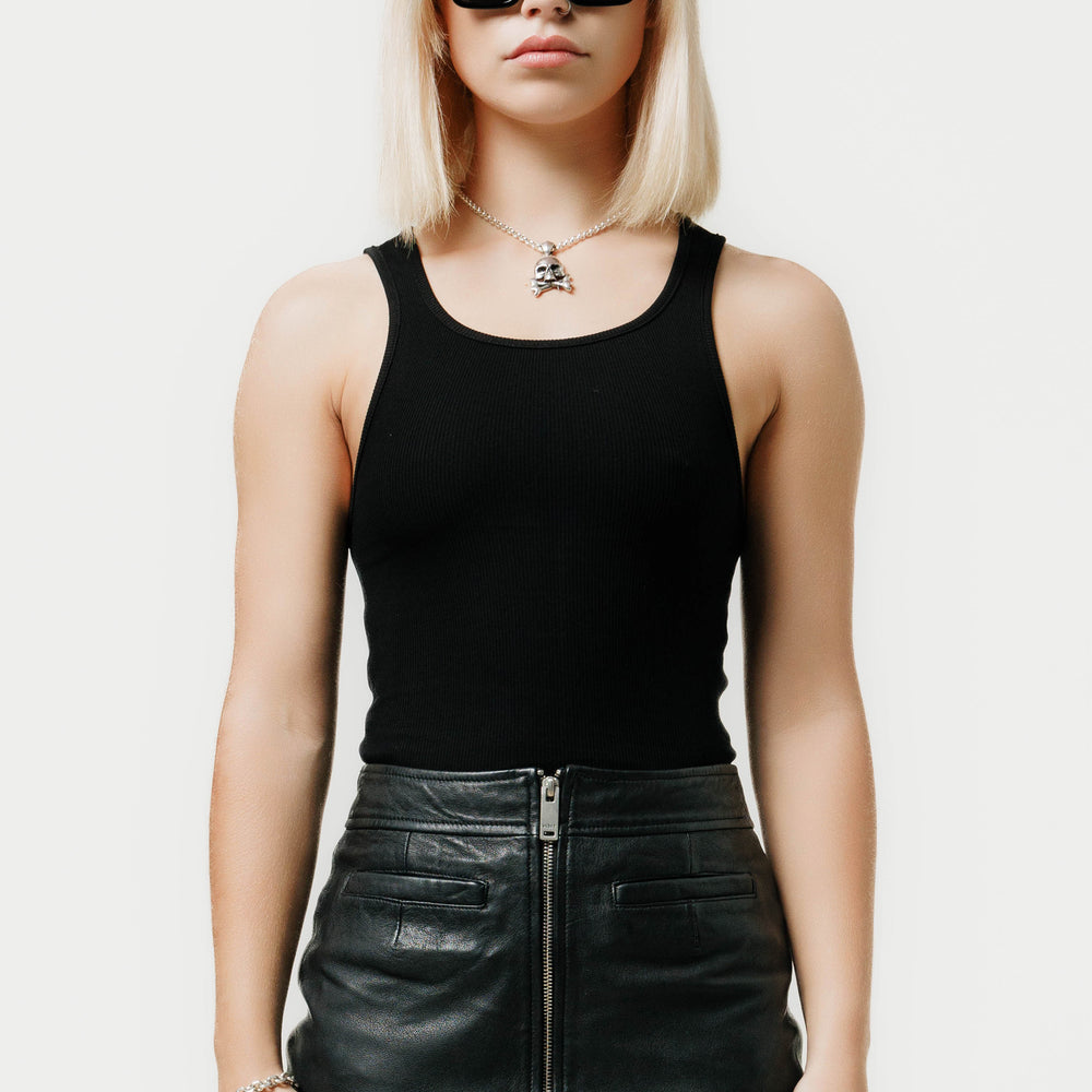 THE ZIP ULTRA MINI SKIRT BLACK LEATHER OTHER