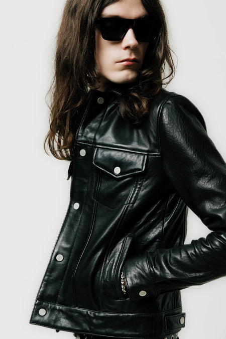 The Leather Trucker Jacket - Black