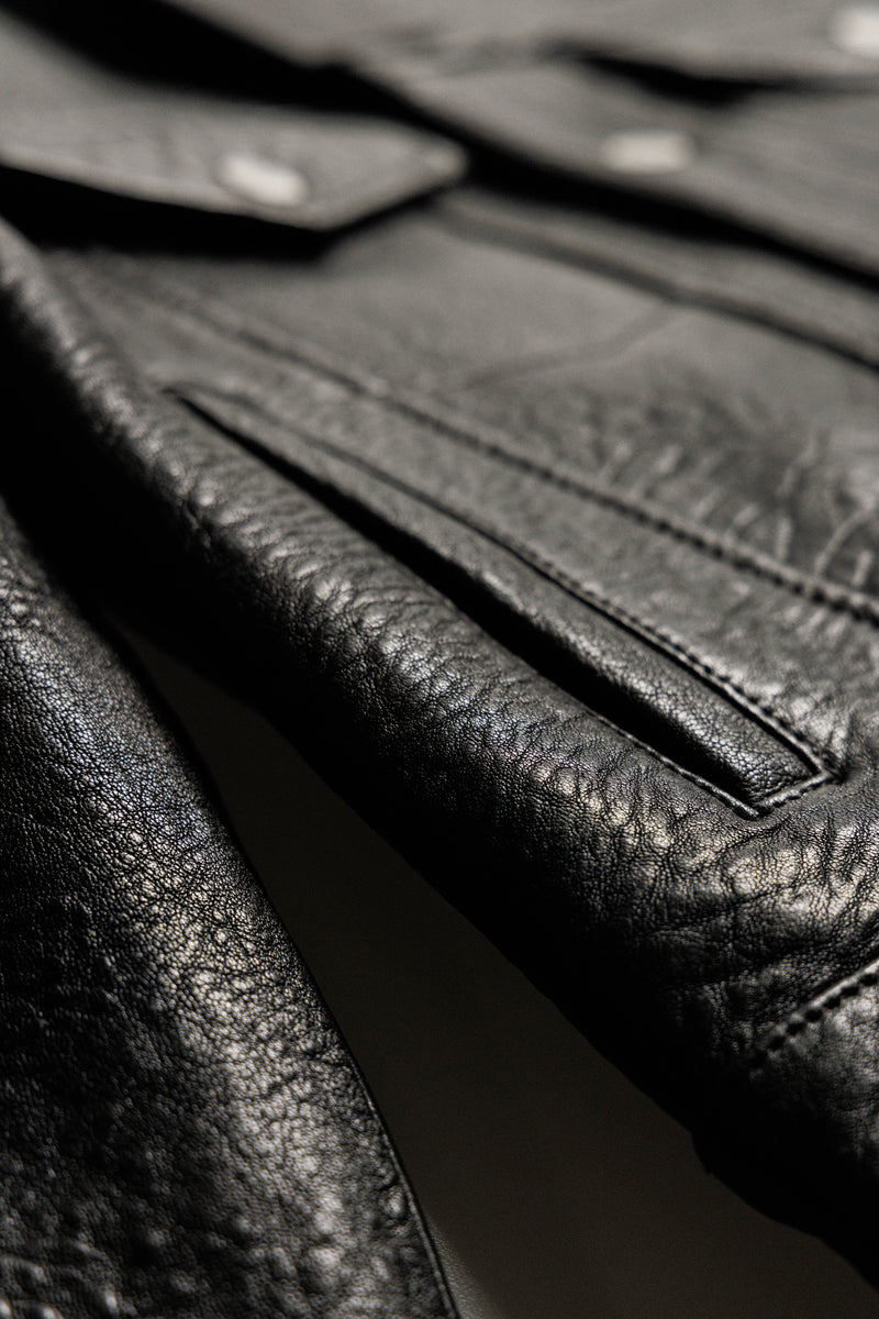 The Leather Trucker Jacket - Black
