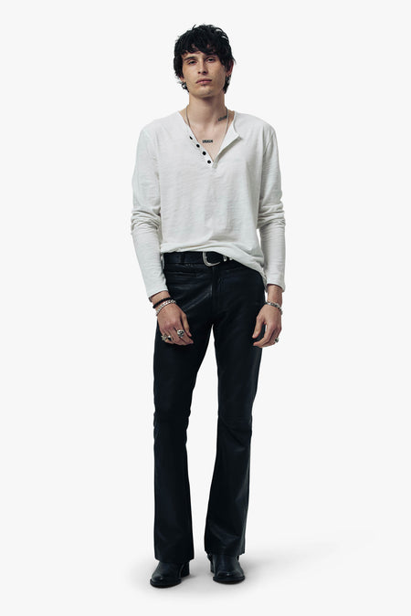 O24 Flared Leather Pants - Vintage Black