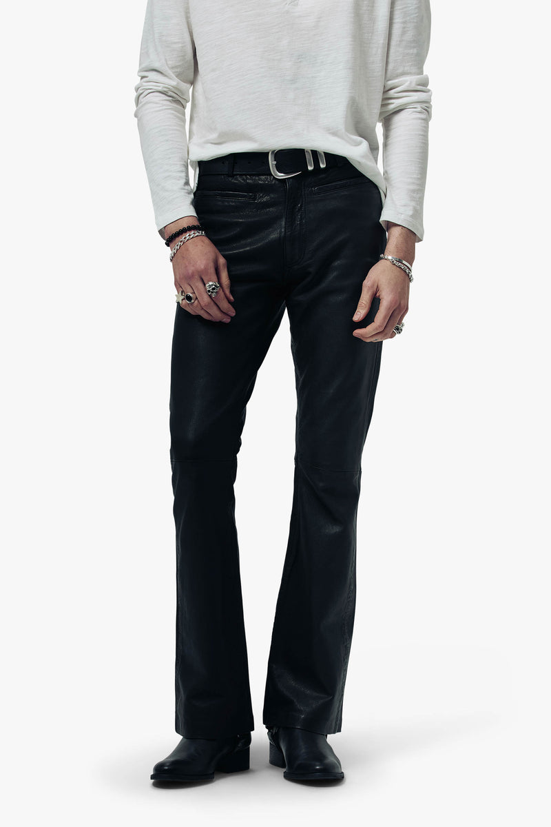 O24 Flared Leather Pants - Vintage Black