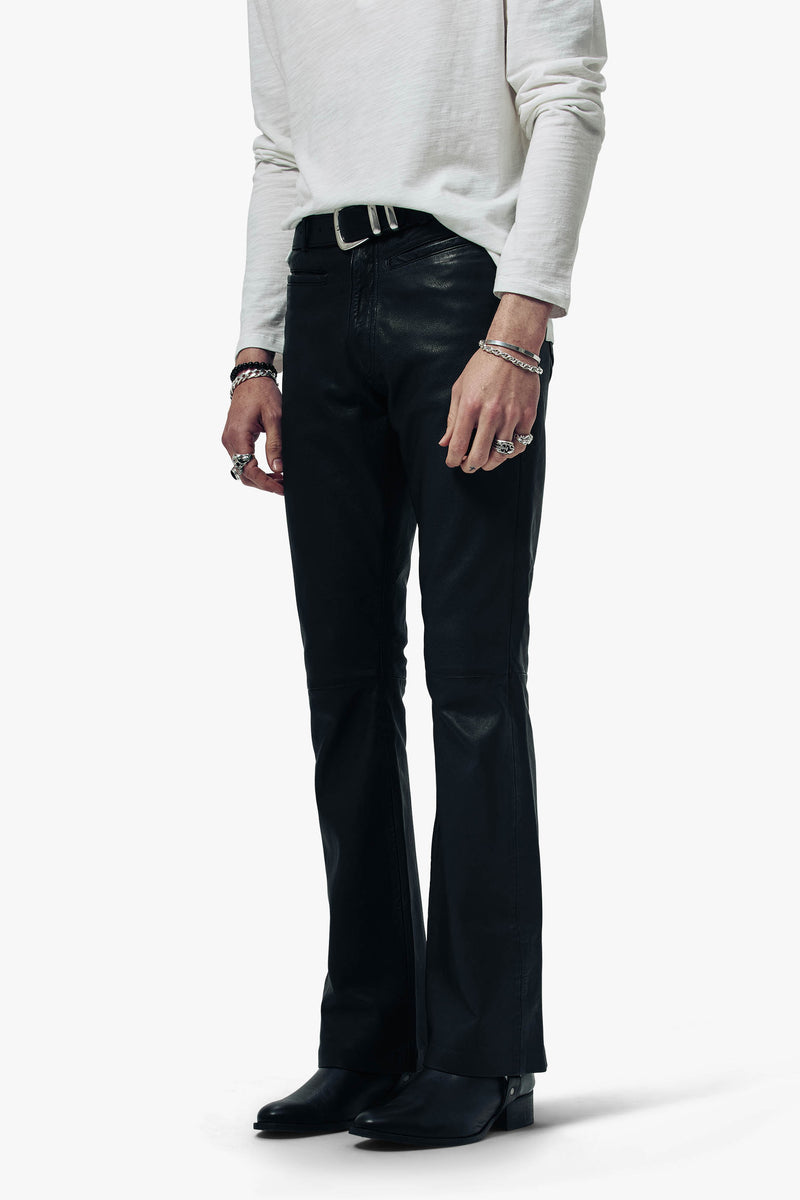 O24 Flared Leather Pants - Vintage Black