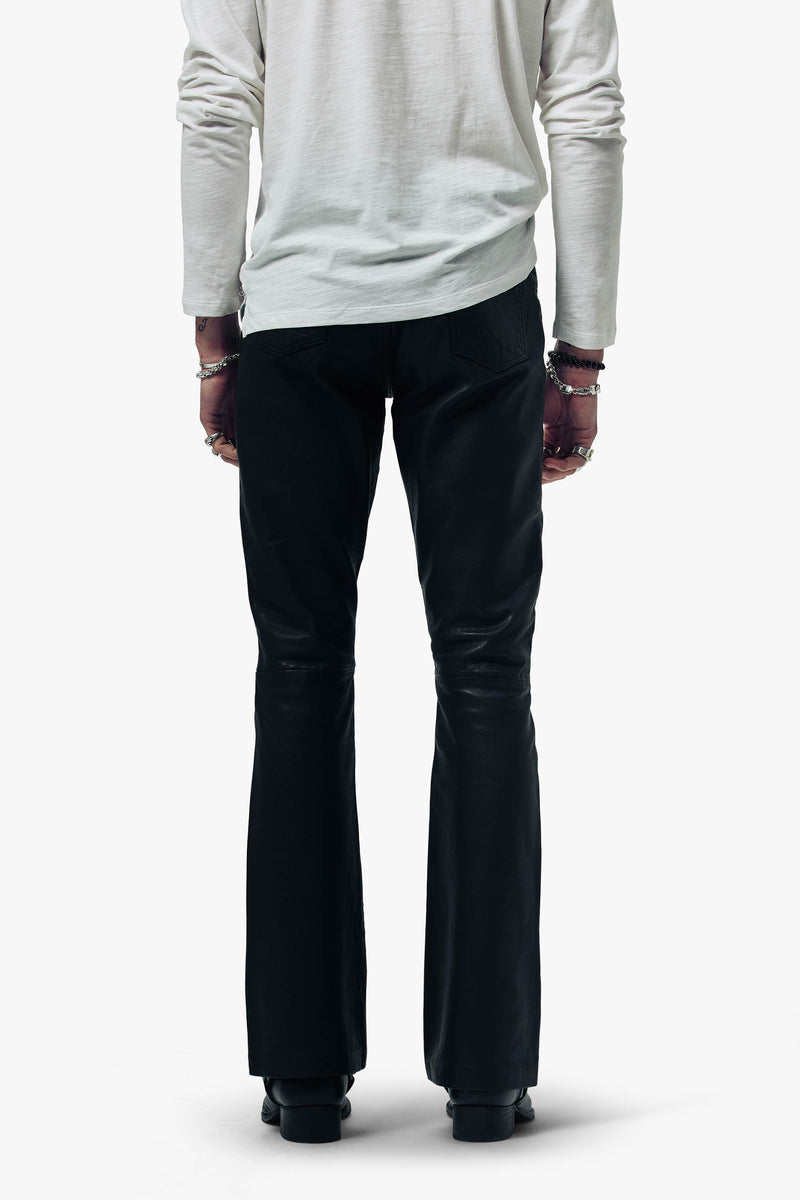 O24 Flared Leather Pants - Vintage Black