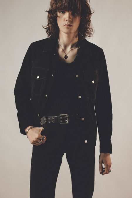 The Suede Trucker Jacket - Black
