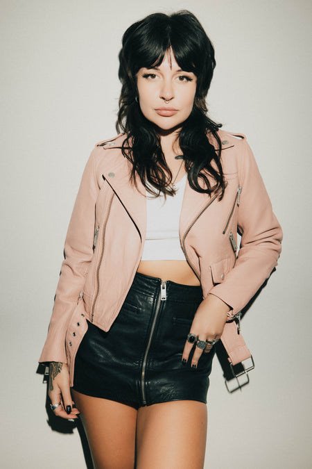The Deuce Biker Jacket | Pink Blush