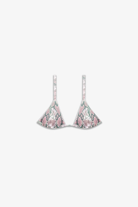 Snakeskin Faux Leather Bra | Pink Blush