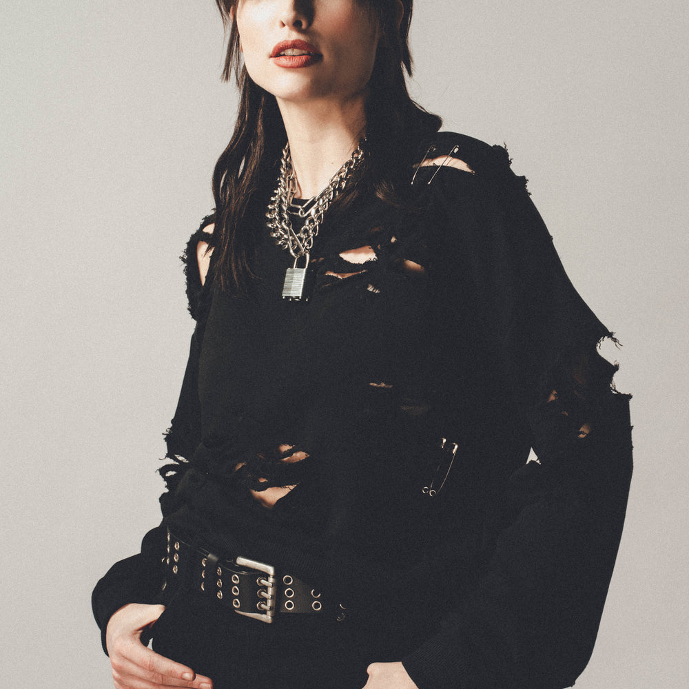 SHREDDED SWEATSHIRT BLACK OTHER