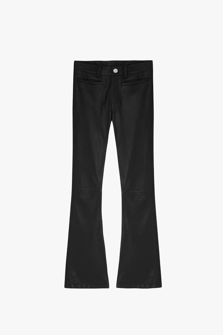O24 Flared Leather Pants - Vintage Black