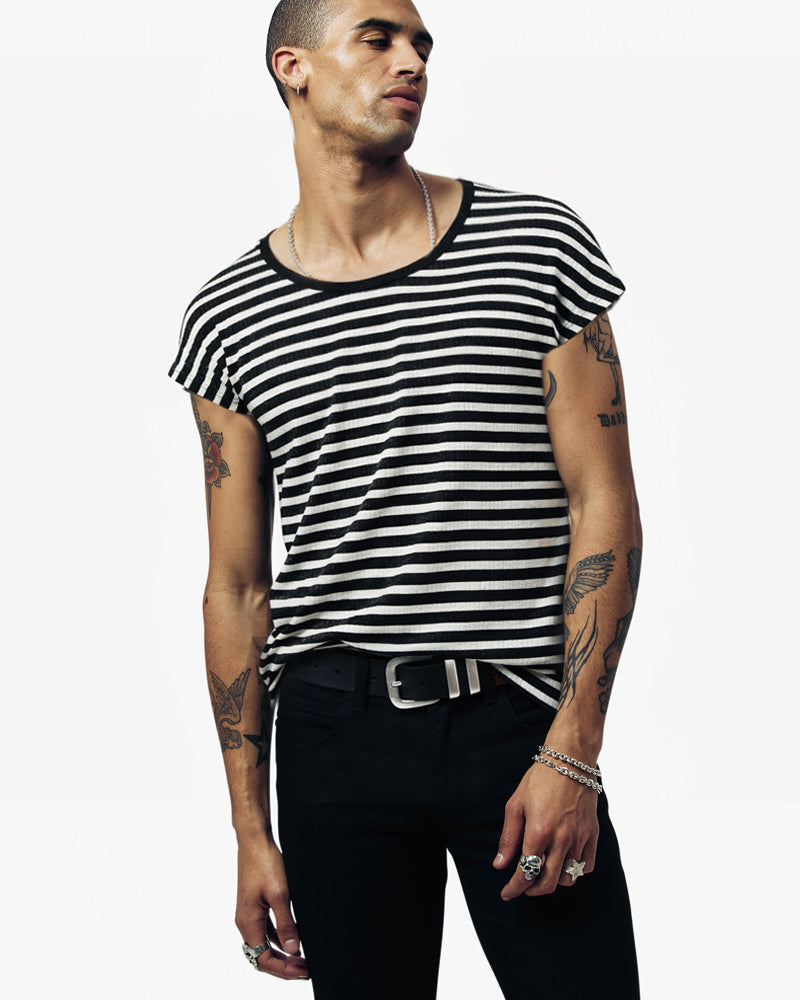 Lazarus Scoop Neck T-Shirt - Stripe