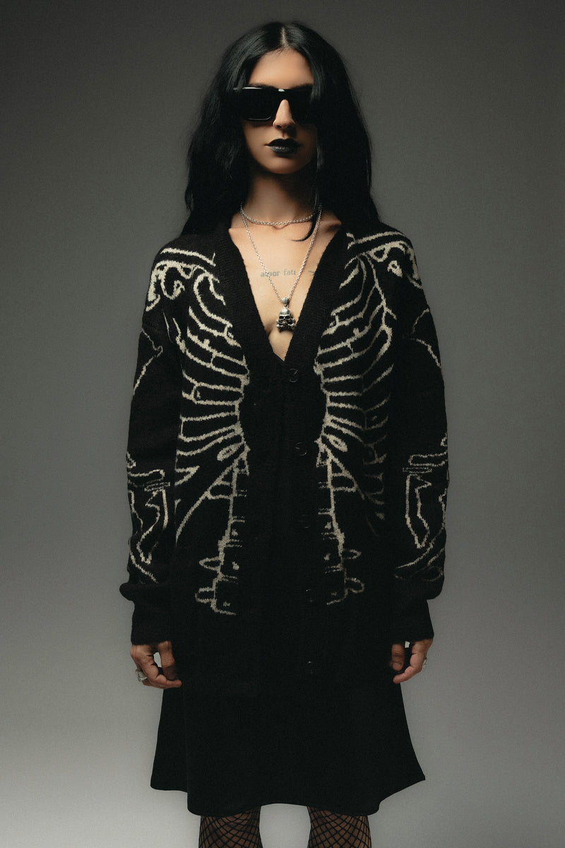 Oversized Reverse Skeleton Cardigan