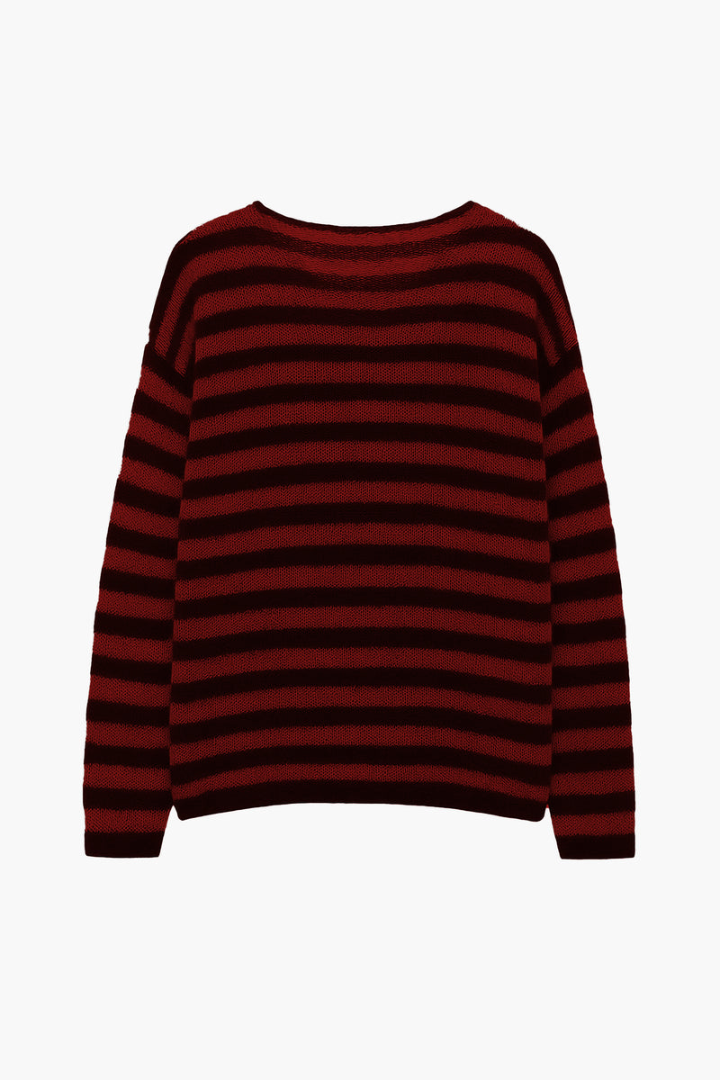 OVERSIZED CLASSIC STRIPE NAVARRO JUMPER - BLACK & OXBLOOD