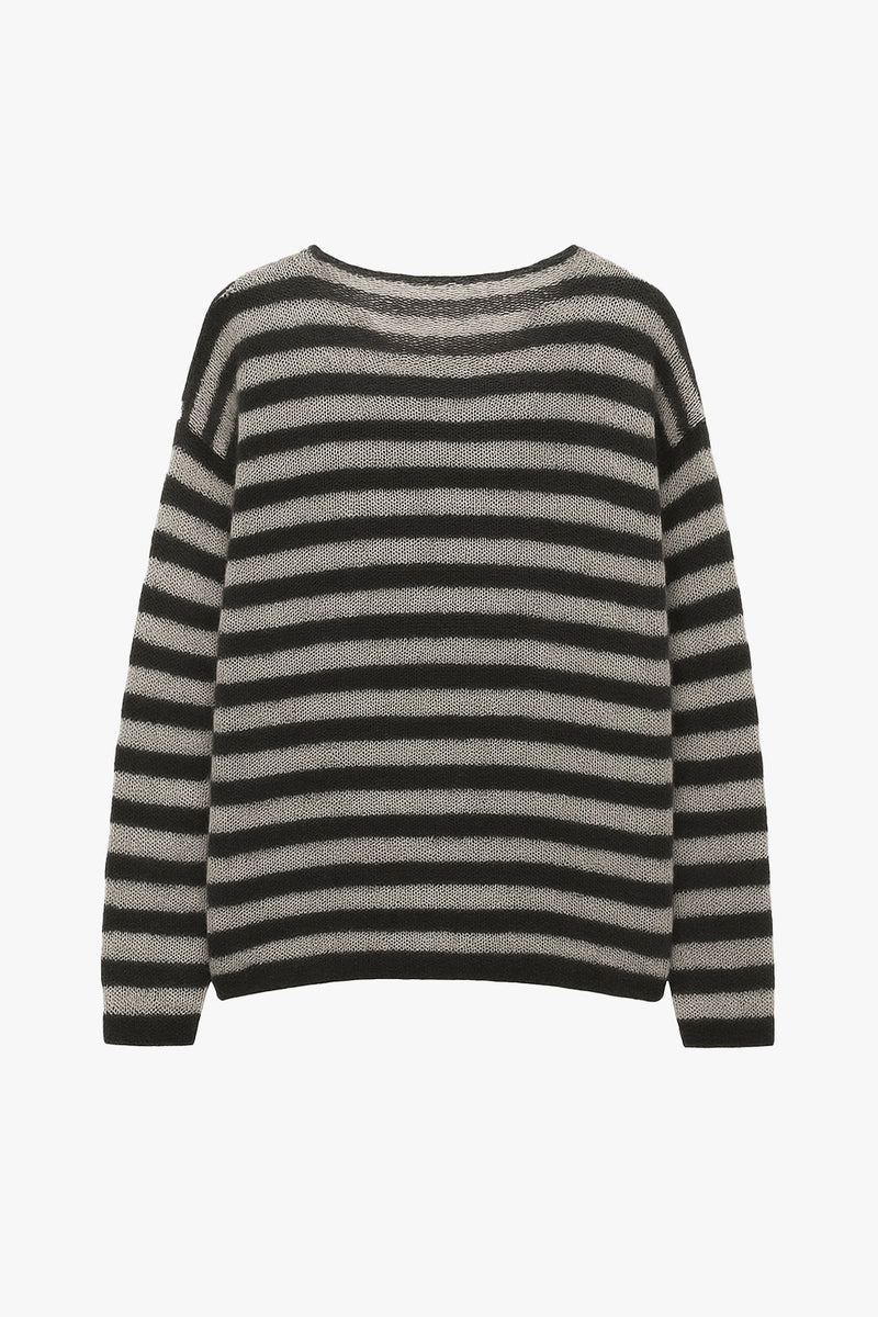 OVERSIZED CLASSIC STRIPE NAVARRO JUMPER - BLACK & DIRTY WHITE