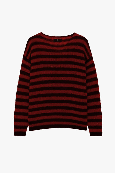 OVERSIZED CLASSIC STRIPE NAVARRO JUMPER - BLACK & OXBLOOD