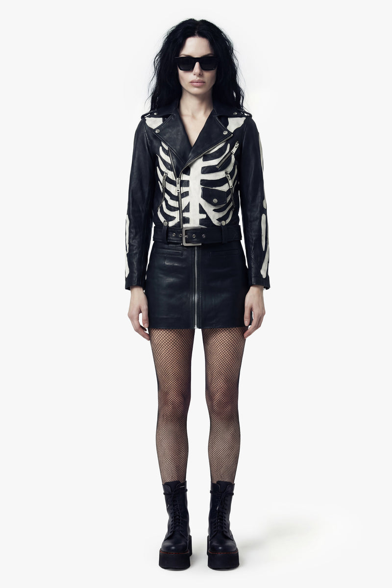 The Skeleton Biker Jacket - Skeleton  Vintage Black - Women