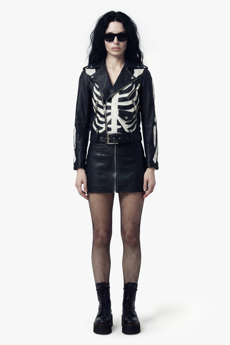 The Skeleton Biker Jacket - Skeleton  Vintage Black - Women