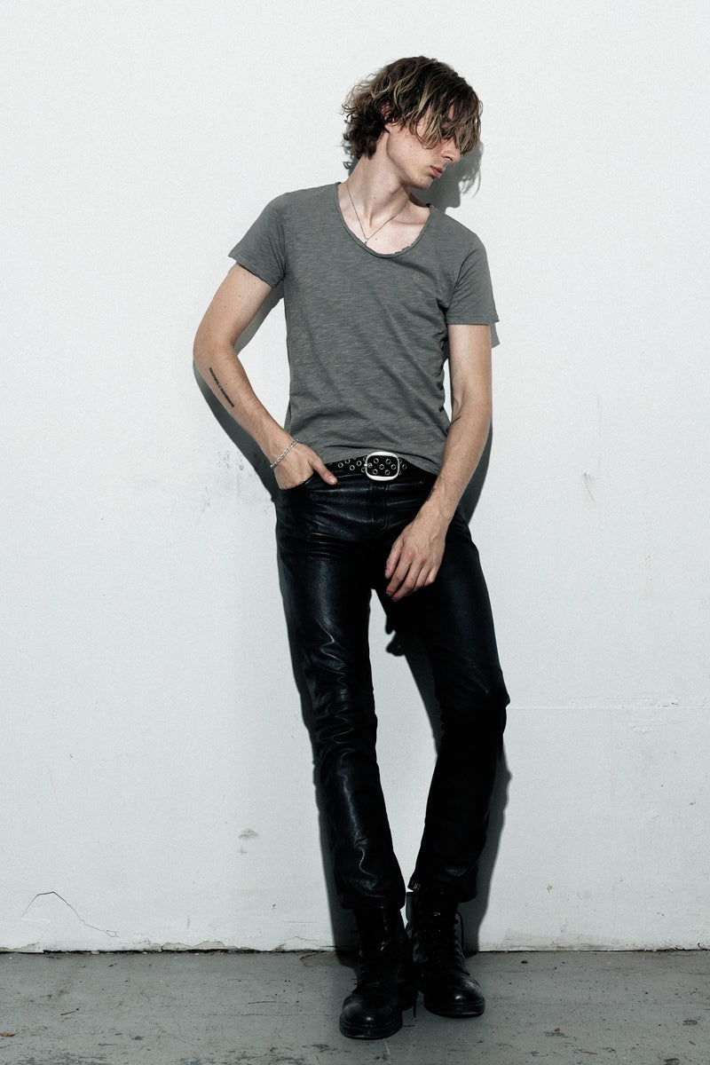 Icon Raw Scoop Tee - Aged Grey