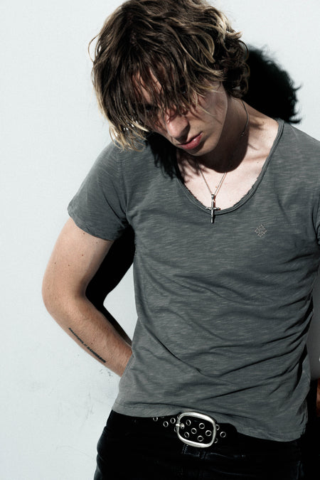 Icon Raw Scoop Tee - Aged Grey