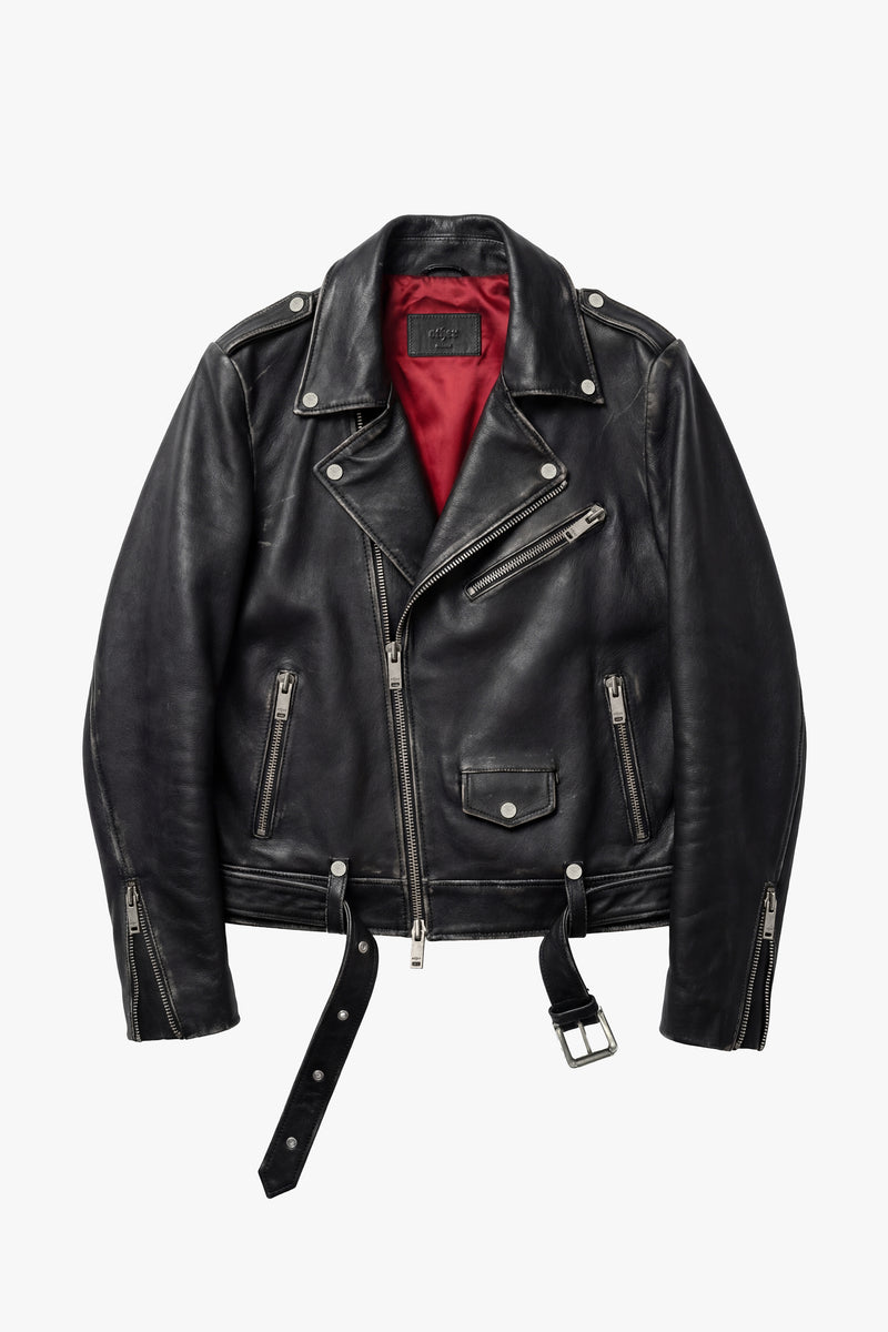 315 Leather Biker Jacket - Roadworn Black