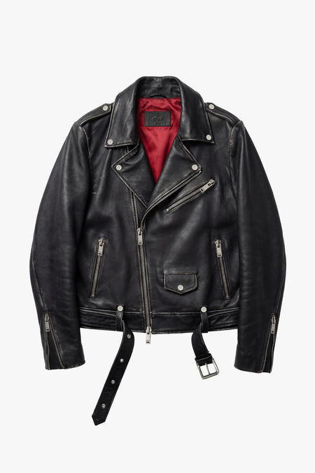 315 Leather Biker Jacket - Roadworn Black