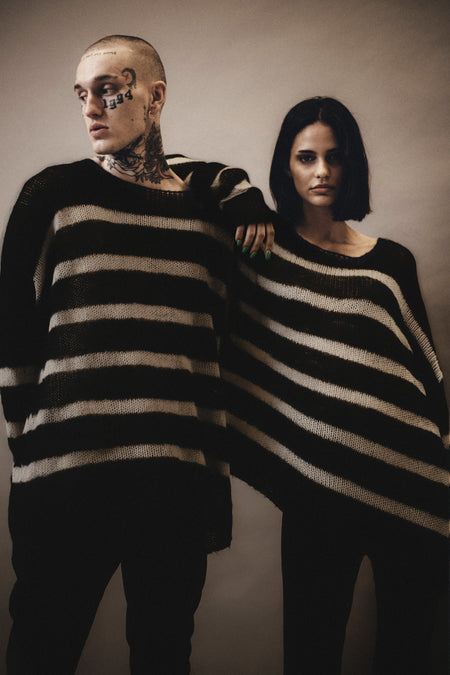 OVERSIZED BAND STRIPE NAVARRO JUMPER - BLACK & BONE