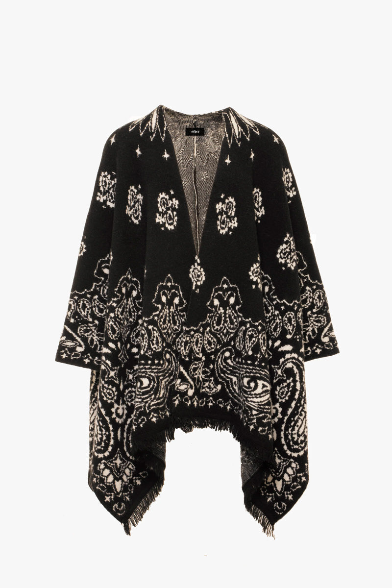 Western Poncho | Black Paisley