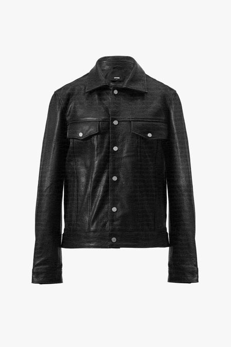 Croc Leather Trucker Jacket
