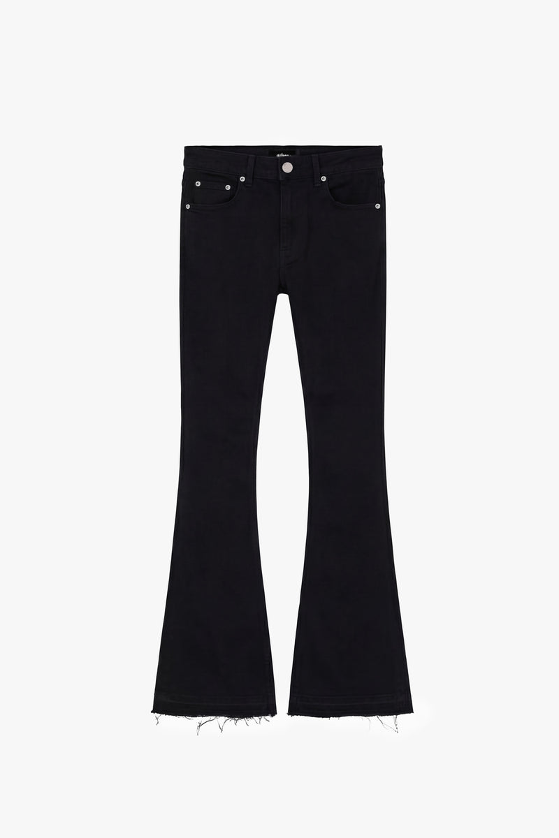 O32 Raw Edge Flared Jeans - Jet Black