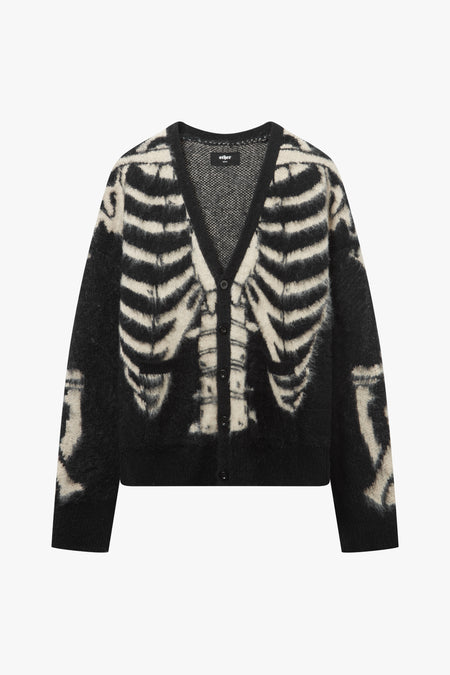 Boxy Skeleton Brush Knit Cardigan