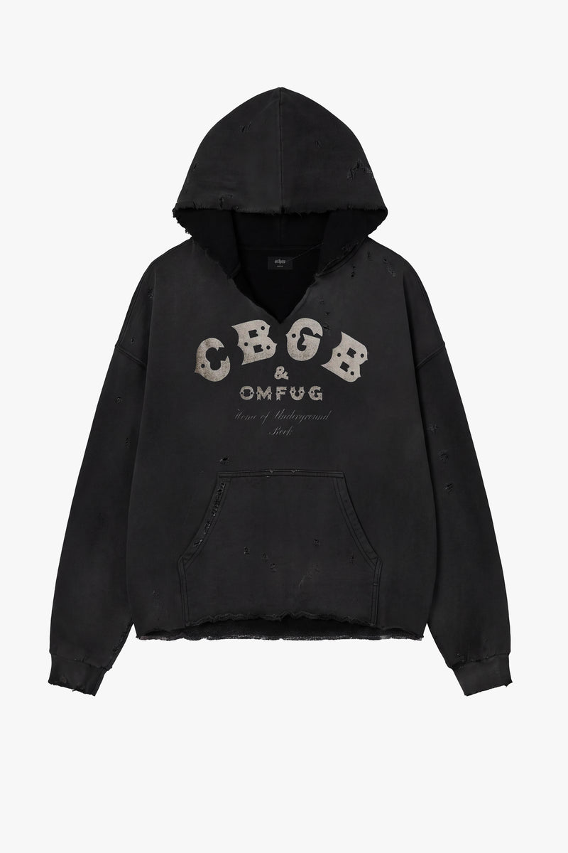 CBGB LOGO DISTRESSED HOODIE
