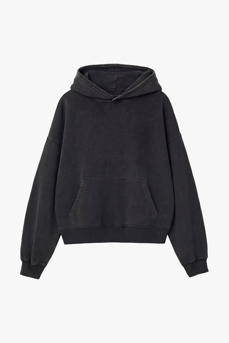 Vintage Issue Oversized Cropped Hoodie - Vintage Black