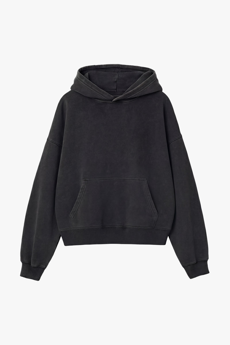 Vintage Issue Oversized Cropped Hoodie - Vintage Black-Women