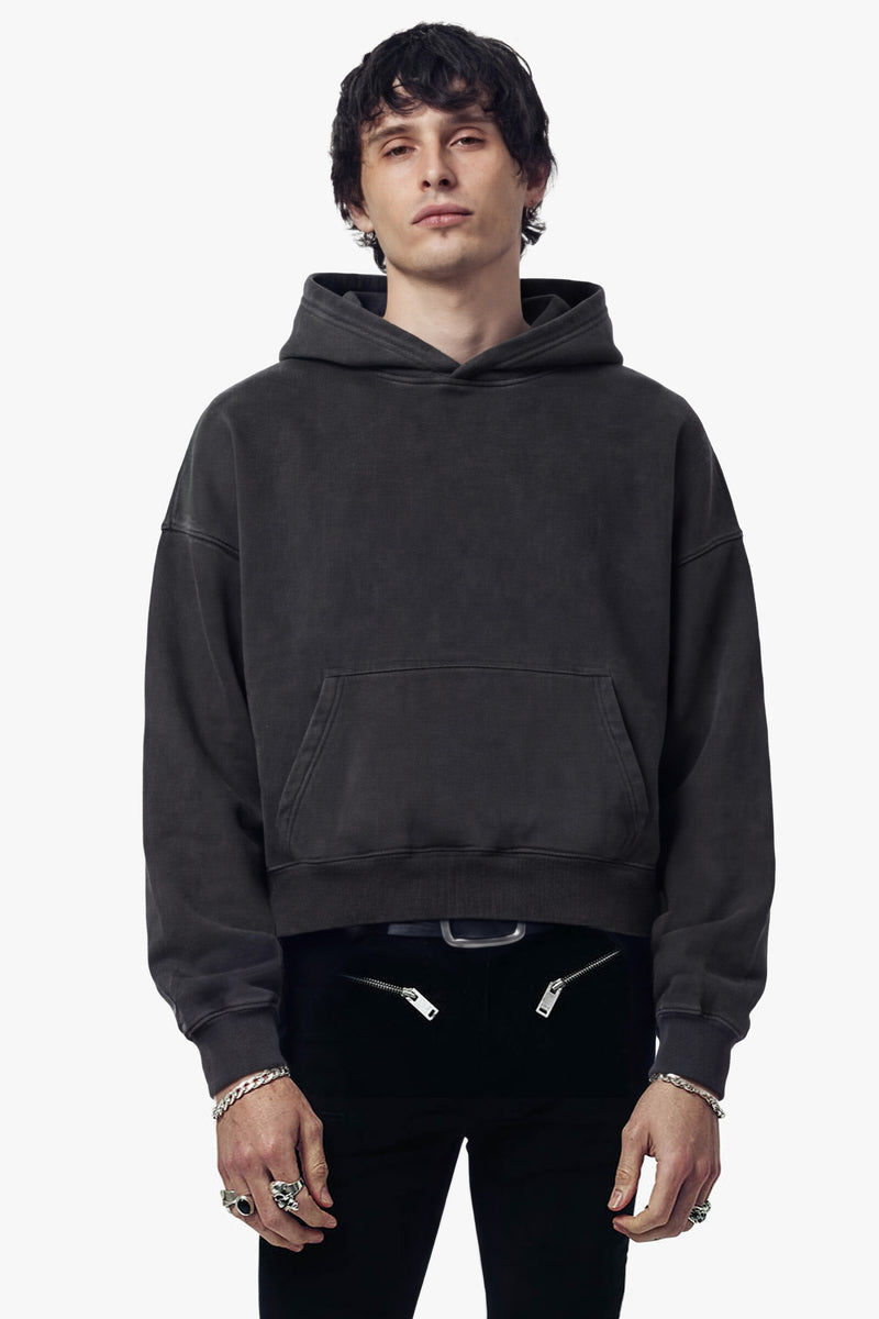Vintage Issue Oversized Cropped Hoodie - Vintage Black