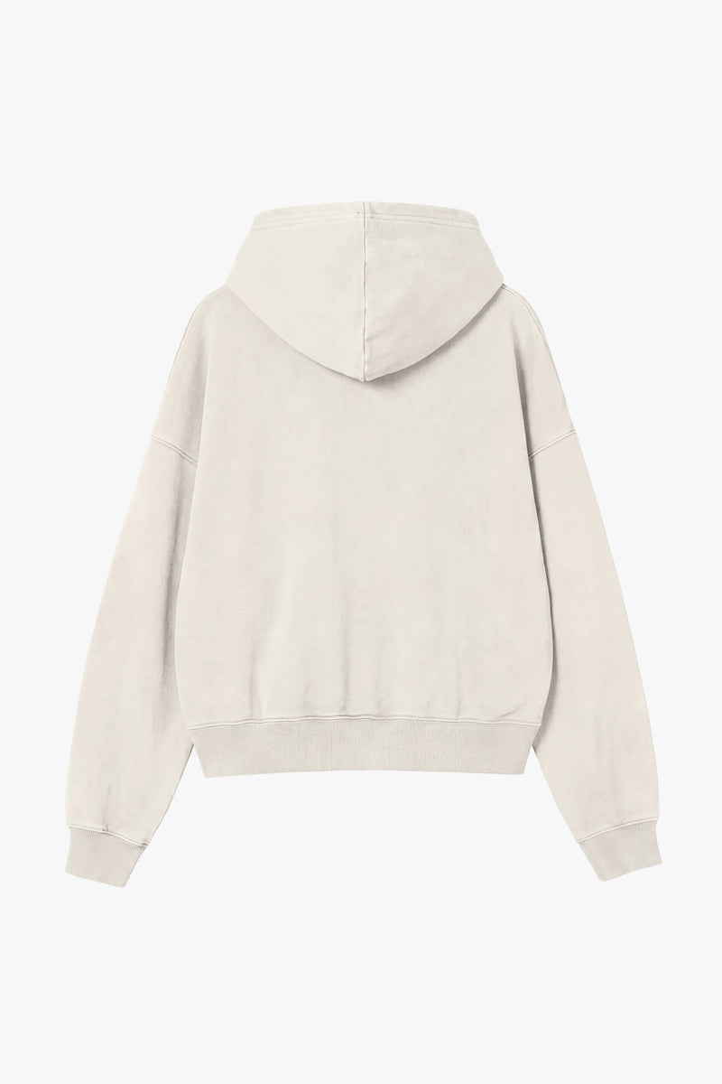 Vintage Issue Oversized Cropped Hoodie - Vintage White