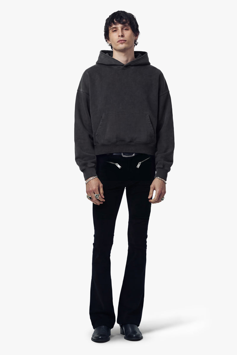 Vintage Issue Oversized Cropped Hoodie - Vintage Black