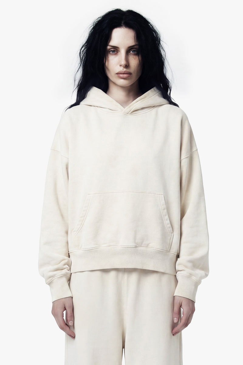 Vintage Issue Oversized Cropped Hoodie - Vintage White-Women