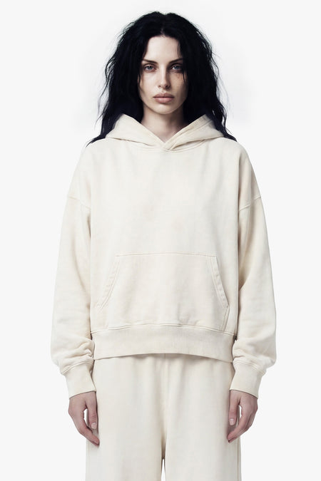 Vintage Issue Oversized Cropped Hoodie - Vintage White-Women