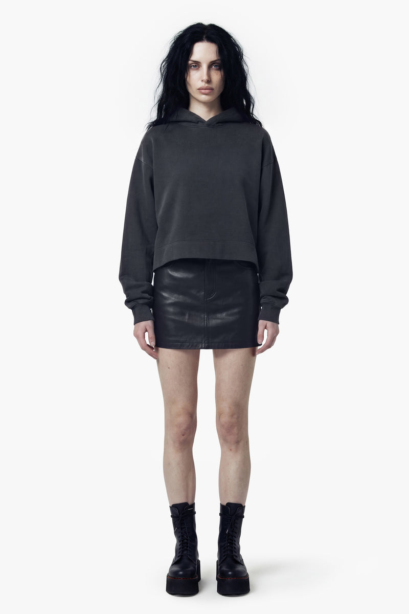 Vintage Issue Oversized Petit Cropped Hoodie - Vintage Black
