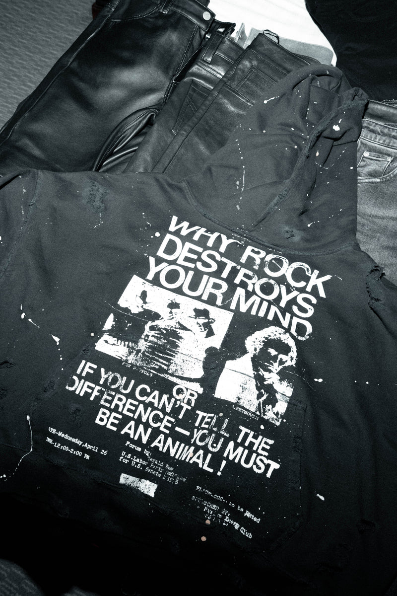 Rock Music Destroys Print Studio Hoodie - Aged black - Women