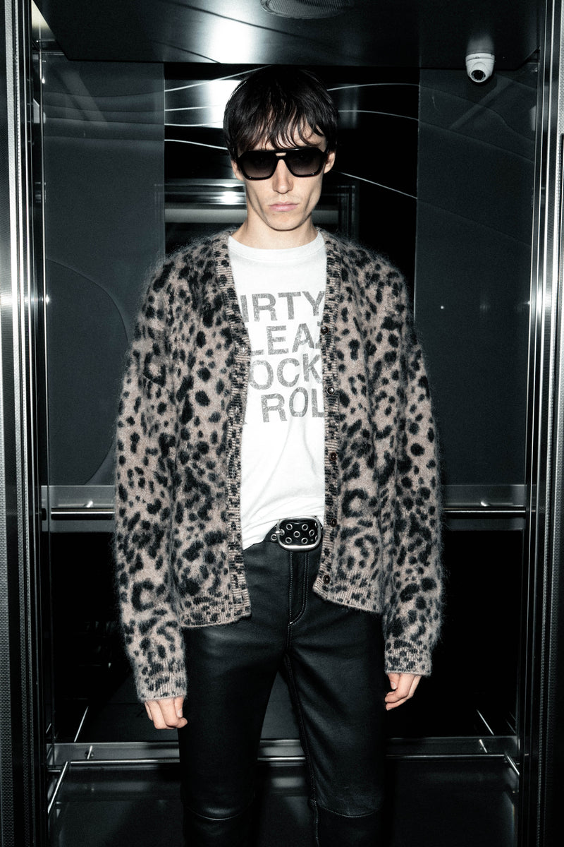 Berwick Brushed Mohair Knit Cardigan - Leopard