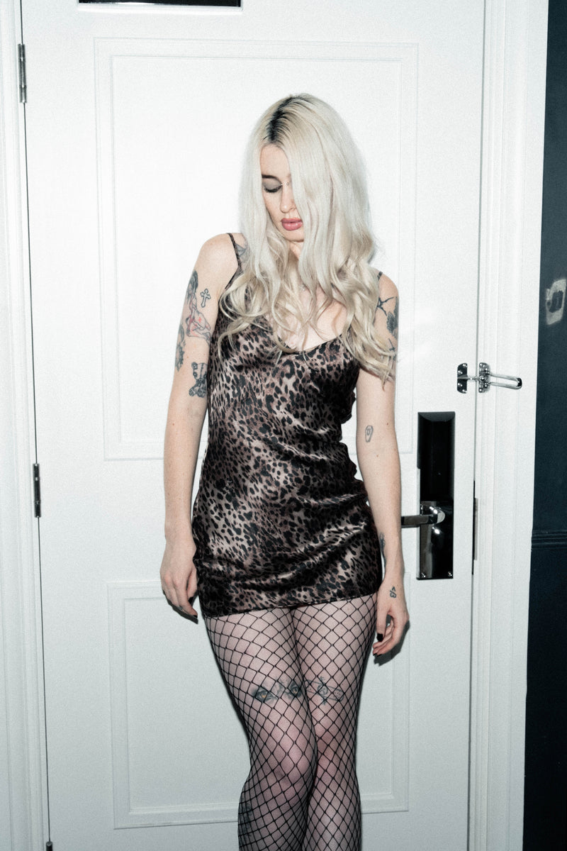 Silk Slip Dress - Leopard