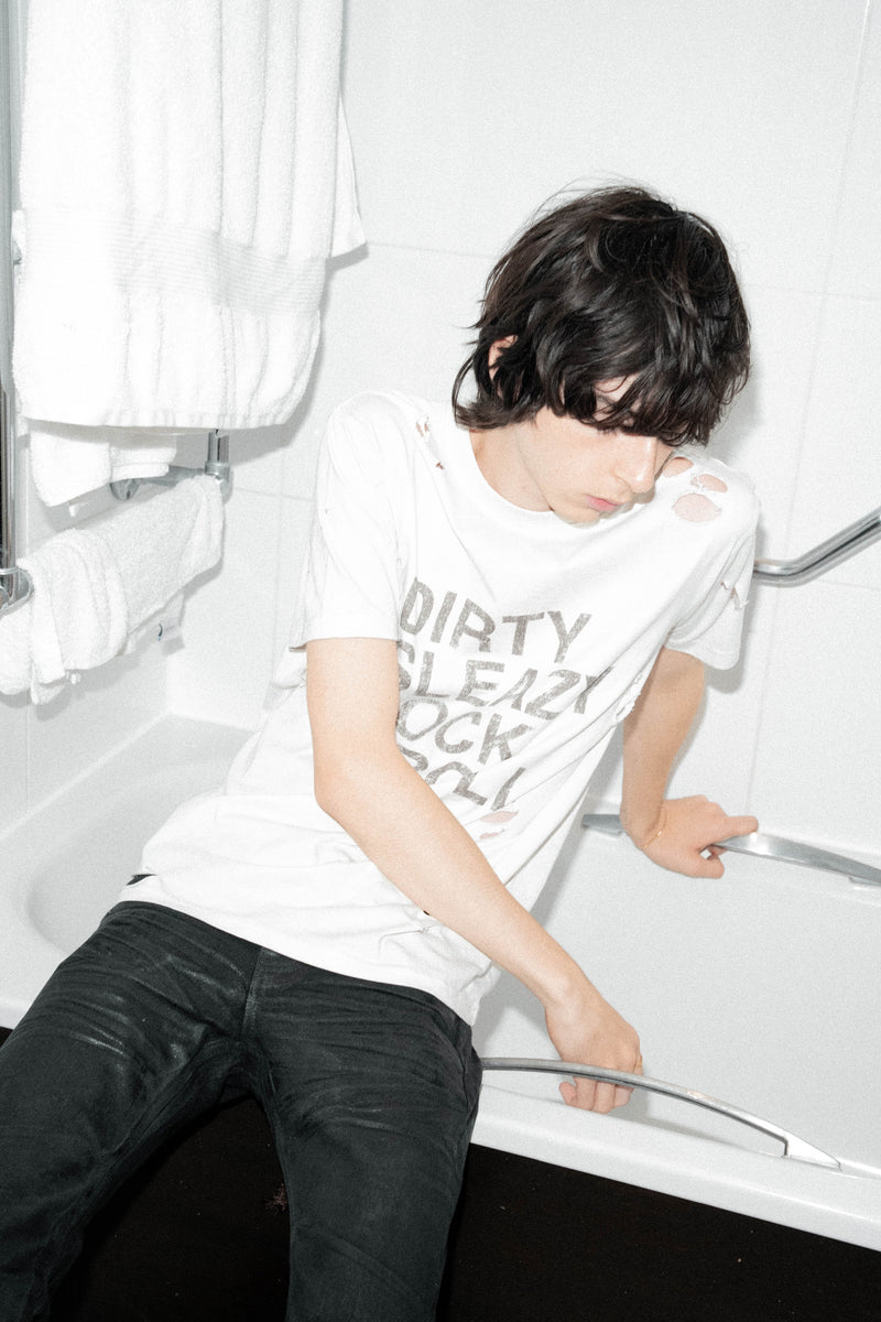 Dirty Sleazy Rock And Roll Thrasher Tee - Aged White