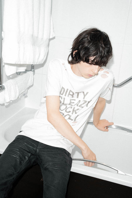 Dirty Sleazy Rock And Roll Thrasher Tee - Aged White