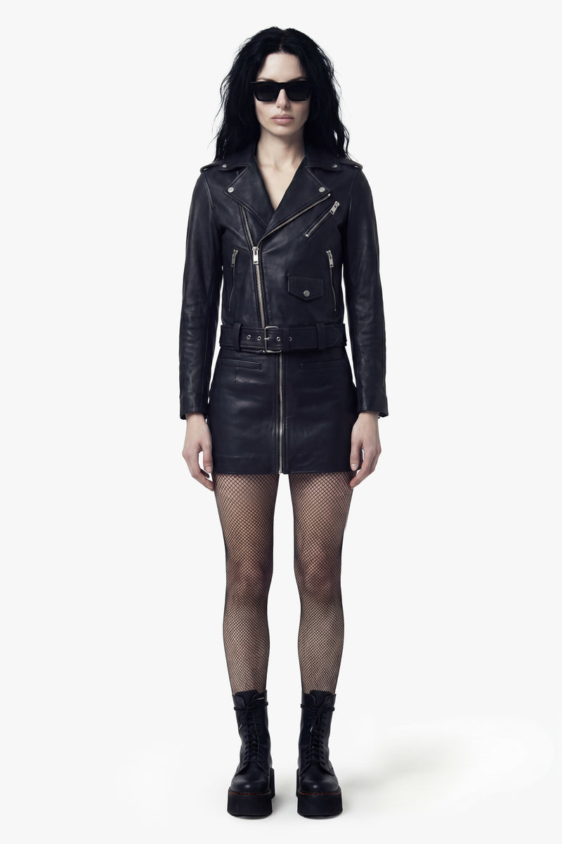 The Deuce Biker Jacket - Printed Skull & Crossbones Vintage Black