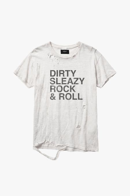 Dirty Sleazy Rock And Roll Thrasher Tee - Aged White