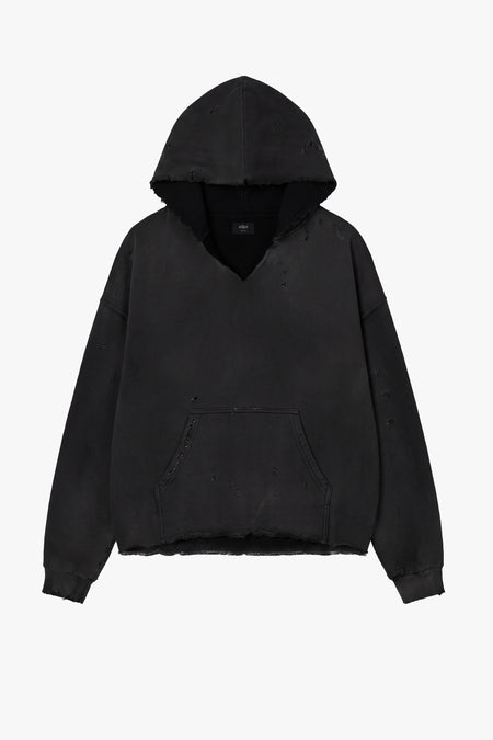 Distressed Hoodie - Aged Black