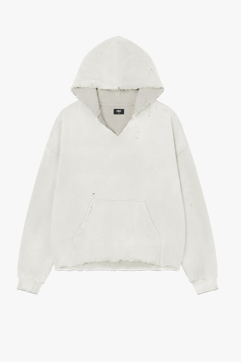 Distressed Hoodie - Aged  White