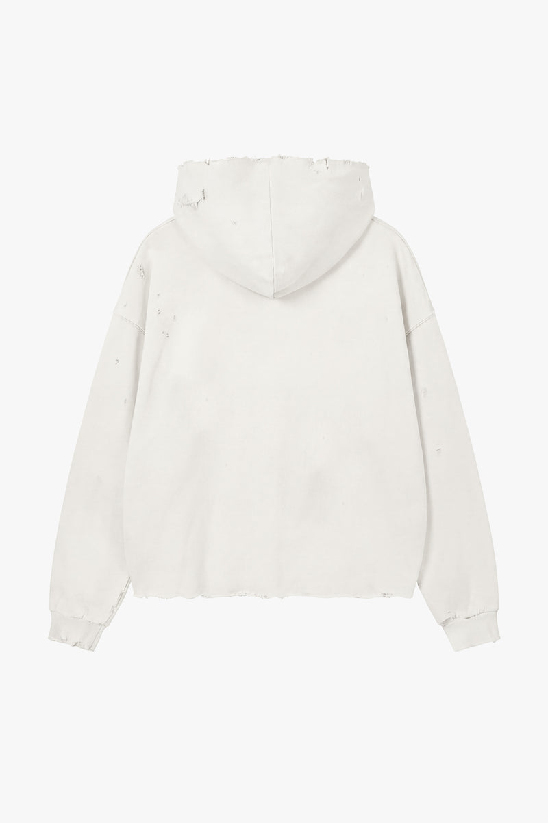 Distressed Hoodie - Aged  White