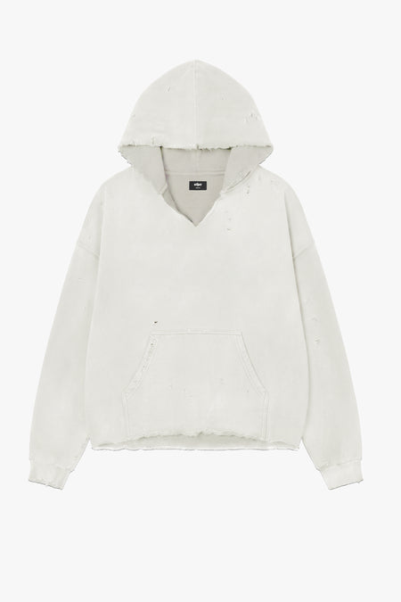 Distressed Hoodie - Aged  White
